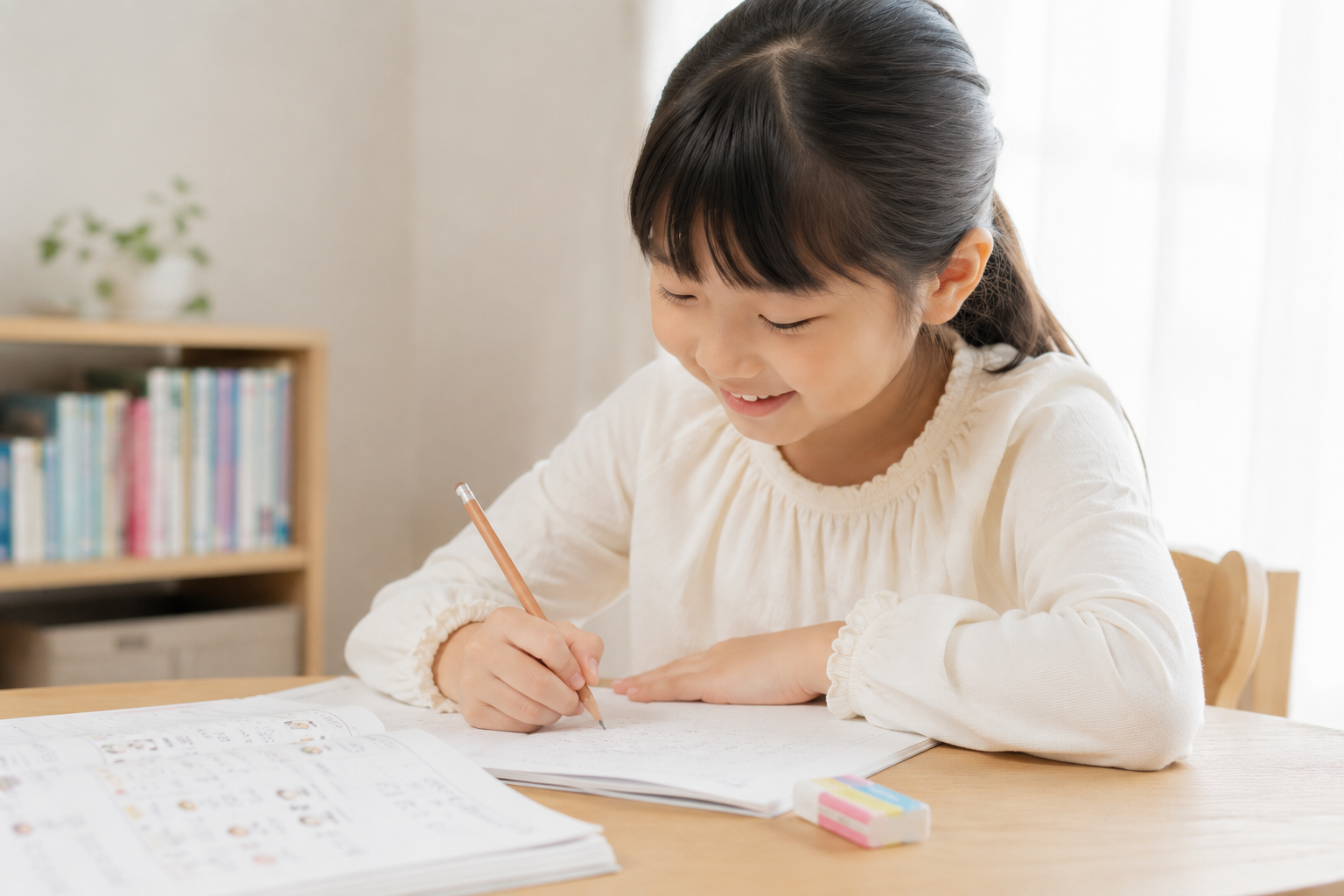 ノートに取り組む小学生
